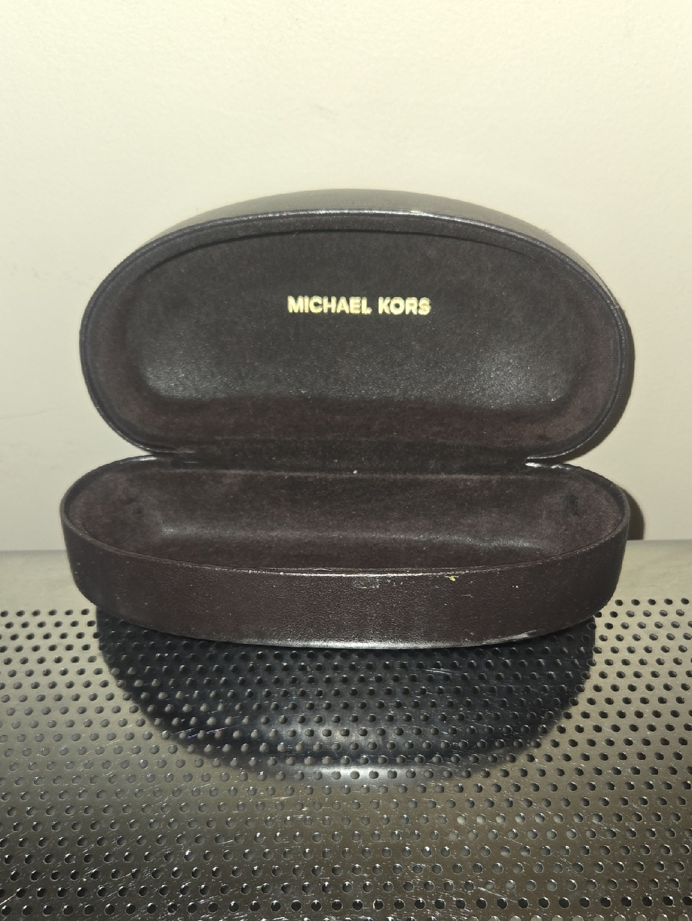 Michael Kors Dark Brown Eyewear Case with Gold Logo